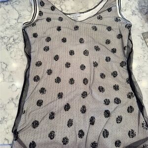 Katherine Barclay Black Mesh Overlay Top